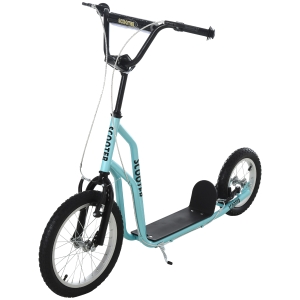 HOMCOM Kinderroller Scooter Tretroller Cityroller Kinder Roller Kickboard mit Luftreifen16/12 Zoll Blau 135 x 58 x 88-94 cm