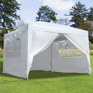 Outsunny Foisor Impermeabil cu Paneluri Laterale in Tesatura Oxford Alb, 3x3m
