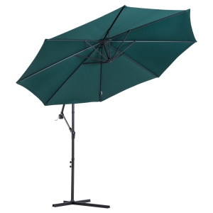 Outsunny Ombrellone Impermeabile Decentrato Verde Struttura in Acciaio con Manovella Φ300 x 250 cm