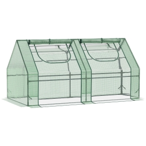Outsunny Serra per Piante Orto con 2 Coperture in PE e PVC, Struttura in Acciaio - Verde 180x90x90cm