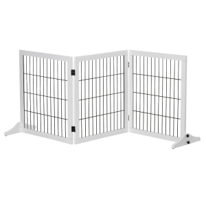 PawHut Absperrgitter für Hunde Kiefer Weiß 185 x 36 x 71 cm