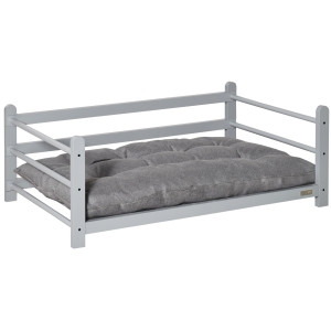 PawHut Pet Bed, Raised Dog Bed, Portable Elevated Cat Dog Sofa for Small Medium Dogs with Soft Washable Cushion, Grey