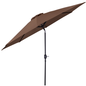 Outsunny Patio Umbrella Garden Parasol Outdoor Steel,3x2.45m Coffee
