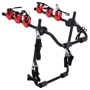 HOMCOM Foldable Bike Rack 3-Bike Carrier Rear Hitch Mount -Black/Red