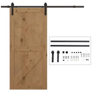 HOMCOM Herraje Puerta Corredera 200 cm Kit de Riel Adecuado para 1 Puerta Granja de Madera de 100 cm de Ancho Acero de Carbono Carga Máx. 90 kg