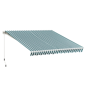 Outsunny Store Banne Manuel Vert et Blanc 4 x 3 m