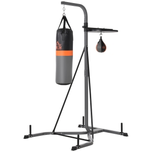 Homcom Portique sac de frappe plateforme station de boxe complète sac de frappe poire de vitesse inclus acier noir