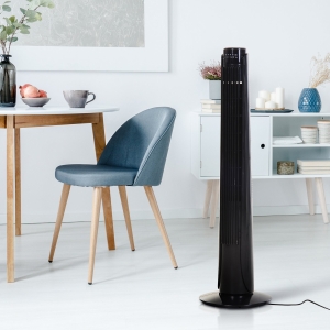 HOMCOM 36" Tower Fan Oscillating 3 Speeds w/ Remote Control Timer Moving Head Quiet Operation Home Office Bedroom Black - 92H cm