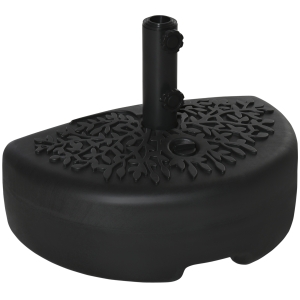 Pied de parasol demi-cercle motif fleurs feuilles HDPE acier noir