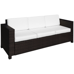 Outsunny Rattan 3-Seater Sofa-Brown