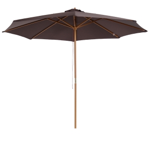 Outsunny Parasol de Jardin en Bois Marron Ø3 m x 2,5 m