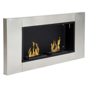 Homcom Cheminée Bioéthanol Murale en Métal Gris 110 x 15 x 54 cm
