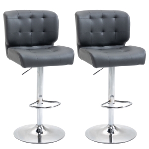 HOMCOM Modern Bar stools Set of 2 Adjustable Height Swivel Bar Chairs with Footrest