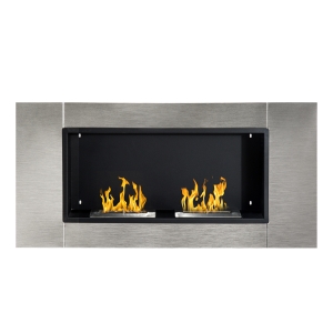 HomCom Camino Bioetanolo da Parete con 2 Bruciatori 110x54x14,5cm