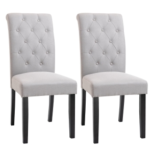 Lot de 2 chaises style Chesterfield lin gris clair