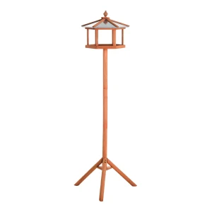 PawHut Portable Wooden Bird Feeder Station with Stand for Outdoor Use, Ideal for Garden, Patio, or Balcony