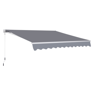 Outsunny Store Banne Manuel Rétractable Gris 4 x 3 m