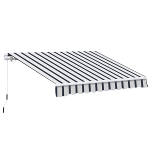 Outsunny Manual Retractable Awning, 4x3 m-Blue/White