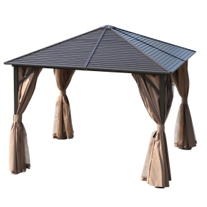 Outsunny Tuintent paviljoen partytent vouwtent waterdicht met 4 dubbele zijwanden