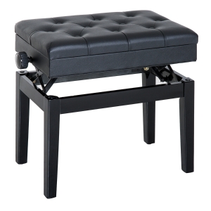 HomCom Sgabello panchetta panchina sedia per pianoforte con vano portaoggetti altezza regolabile, 54.5x33x48-58cm, Nero