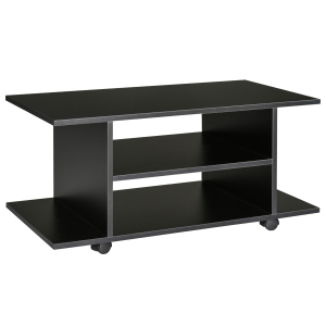 HOMCOM Mueble para Televisión Mesa para TV con Estantes y Ruedas con Bloqueo Superficie de Melamina 40x40x80 cm Negro