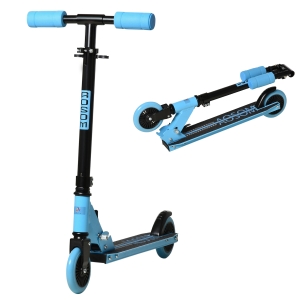 HOMCOM Trotinete para Crianças acima de 3 Anos Dobrável Scooter de 2 Rodas com Guiador Altura Ajustável Freio Posterior e Pedal Antiderrapante Carga 50kg 67,7x34x79,5-89,5cm Azul