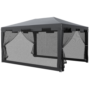 Outsunny Gartenpavillon Pavillon 395 cm x 295 cm x 255 cm Wetterbeständig Weiß+Grau+Schwarz