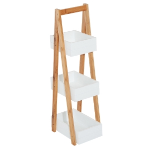 HOMCOM Badregal Treppenregal Leiterregal Badzimmer Lagerregal Regal 3 Ebenen Weiß L21 x B30 x H81 cm