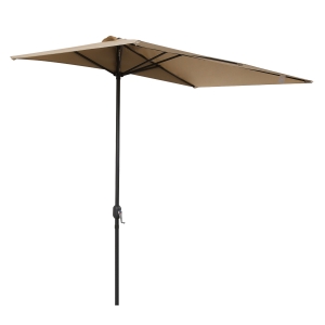 Outsunny Chapéu de Sol Semicircular de Jardim Chapéu de Sol a manivela Resistente à Água e Anti UV para Pátio Terraço 230x130x245cm Bege