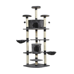 PawHut Katzenbaum Ecke Kratzbaum Spielbaum Katzenkratzbaum Katzen Kletterbaum 200 cm
