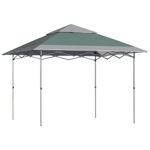 Outsunny Faltpavillon mit Rolltasche, Stahl+Oxfordstoff, Grün+Grau, 3,5 x 3,5 x 2,98 m