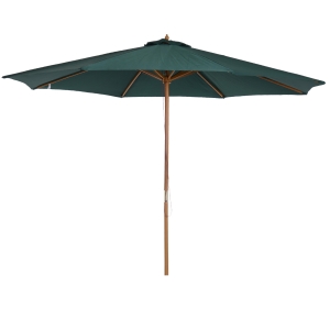 Outsunny Sombrilla Parasol Verde mástil de Madera Terraza Jardín Piscina Camping 3m Diámetro