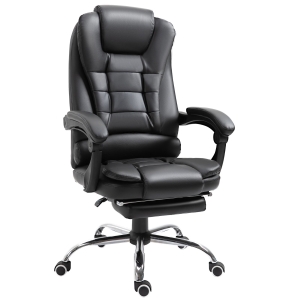 HOMCOM Fauteuil de bureau fauteuil manager grand confort dossier inclinable roulettes P.U 64,5 x 69 x 127 cm noir
