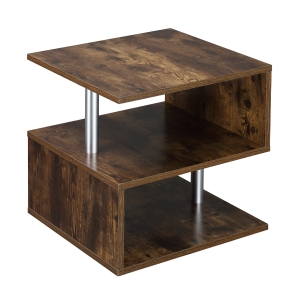 HOMCOM Coffee End Table S shape 2 Tier Storage Shelves Organizer Versatile Home office furniture (Natural)