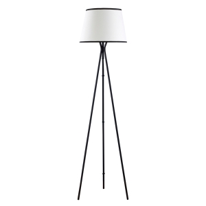 HOMCOM Lámpara de Pie para Salón con Trípode de Metal Pantalla de Tela Casquillo E27 Máx. 40W e Interruptor de Pie Diseño Moderno para Dormitorio 50x50x170 cm Blanco y Negro