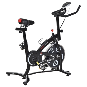 HOMCOM Vélo d'appartement avec écran LCD multifonctions vélo biking cardio-training selle et guidon réglables acier noir