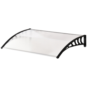 Outsunny Tejadillo de Protección 120x90x25 cm para Puertas Ventanas contra Sol y Lluvia Marquesina de Techo Aleación de Aluminio Duradero y Policarbonato Transparente