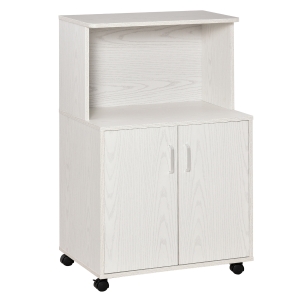HOMCOM Mobile Cucina con Ruote Ripiano per Microonde in Legno Truciolare, 60.4x40.3x97cm Bianco