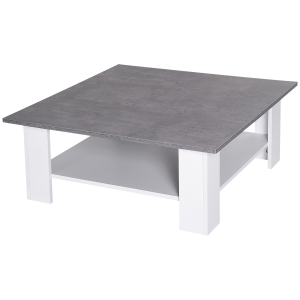 HOMCOM 2 Tier Vintage Style Coffee Table Square Side Desk Storage Shelf Indoor Home Living Room Furniture