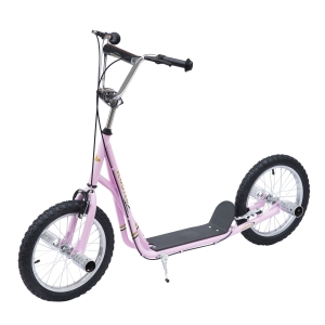 HOMCOM Trottinette patinette Freestyle Grandes Roues pneumatiques Ø 41 cm avec pegs Rose