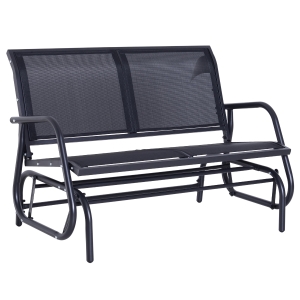 Outsunny Panchina a Dondolo Biposto in Metallo, Nero, 123x70x87cm