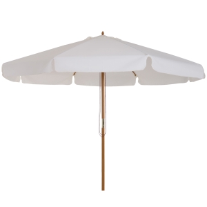 Outsunny Chapéu de Sol de Jardim Ø325x250 cm Chapéu de Sol de Madeira com Sistema de Polea Teto com Ventilação e 8 Hastes de Bambú para Terraço Balcão Exterior Bege