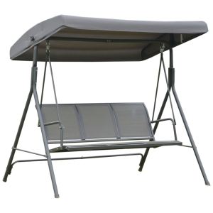 Outsunny Dondolo 3 Posti con Baldacchino in Acciaio e Tessuto Poliestere, Grigio, 178x111x155cm