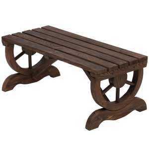 Outsunny Gartenbank für 2 Personen, Massivholz, Braun, 98 x 50 x 39,5 cm