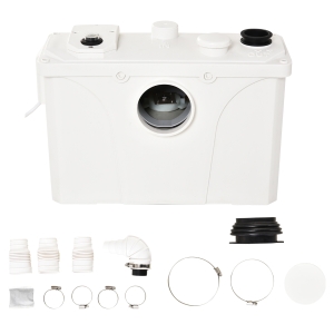 Homcom Broyeur Sanitaire WC 600 W en Plastique Blanc 51 x 21 x 31 cm