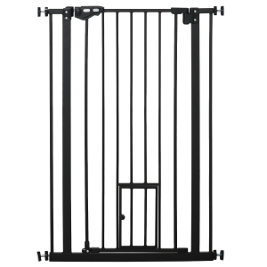 Barrière de sécurité animaux réglable 2 portes acier noir