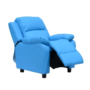 HOMCOM Children's Recliner Armchair, Kids Lounger Sofa Chair with Storage Arms, PU Leather Look, Games Seat, Blue