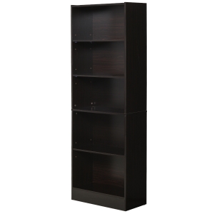 HOMCOM Librería Estantería de 5 Niveles para Libros con 3 Baldas Ajustables Antivuelco Almacenaje para Salón Oficina Estudio 63x29,5x176 cm Wengué oscuro