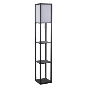 Homcom Lampadaire étagère lampe étagère 26L x 26l x 160H cm 3 étagères 4 niveaux MDF noir