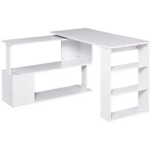 HOMCOM Eckschreibtisch Winkelschreibtisch Computertisch Bürotisch Regal L-Form 120 x 110 x 74,5 cm, I-Form 190 x 50 x 74,5 cm